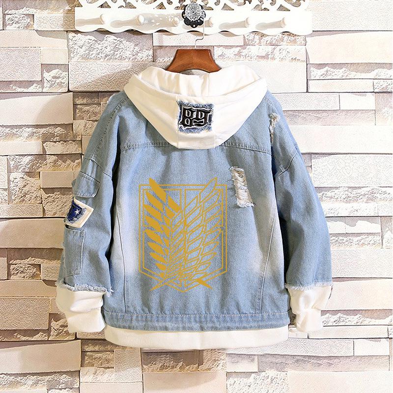 Attack On Titan: Eren, Mikasa, Levi Survey Corps Casual Denim Jacket (Unisex)