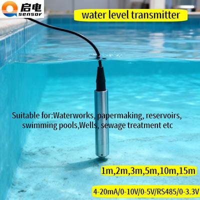 Submersible Hydrostatic Liquid Level 5m 10m 15m 500m Sensor 4-20mA 0-10V Oil Fuel Water Transmitter RS485 Tank Well Transducer