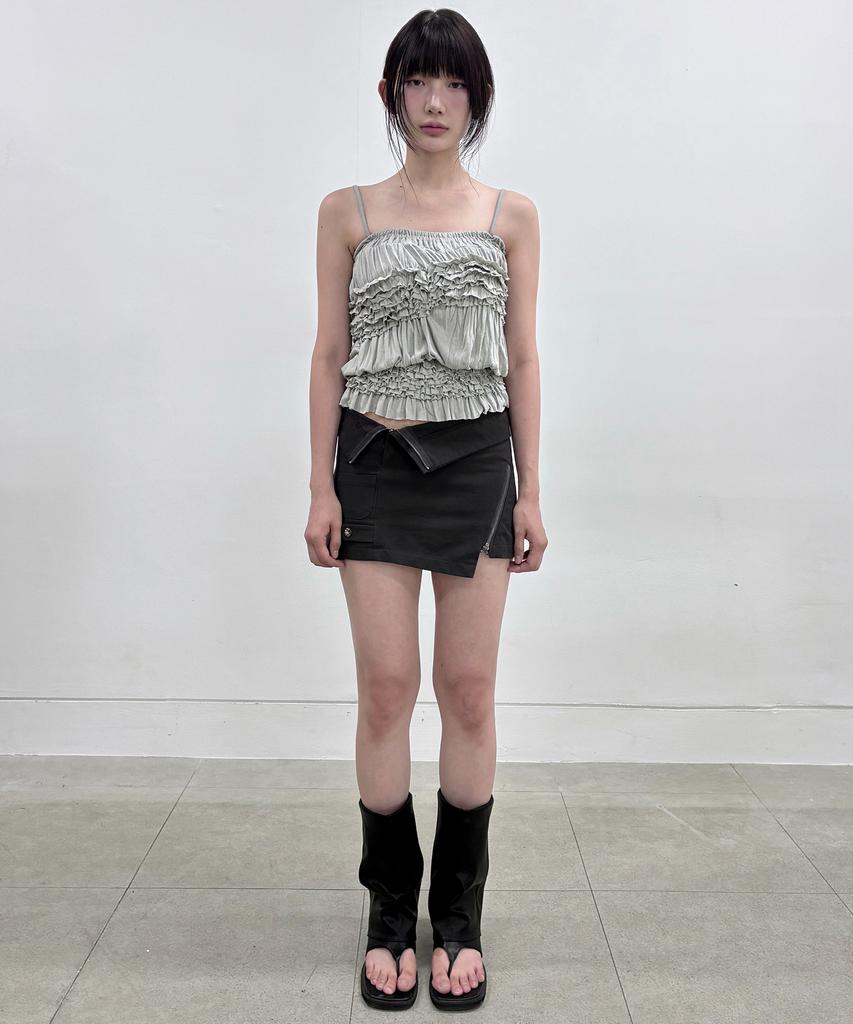 Peulleeoeob Asymmetrical Folded Skirt (Fl-272_Black)