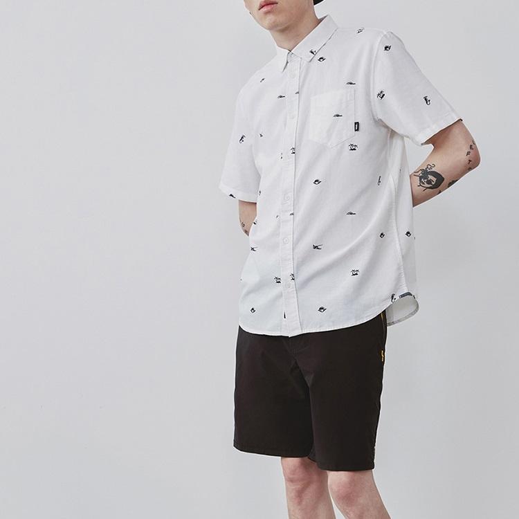 Vans Beach Allover Print Sports Casual Breathable Short Sleeve Shirt Men Shirts White VN0000MYYQJ