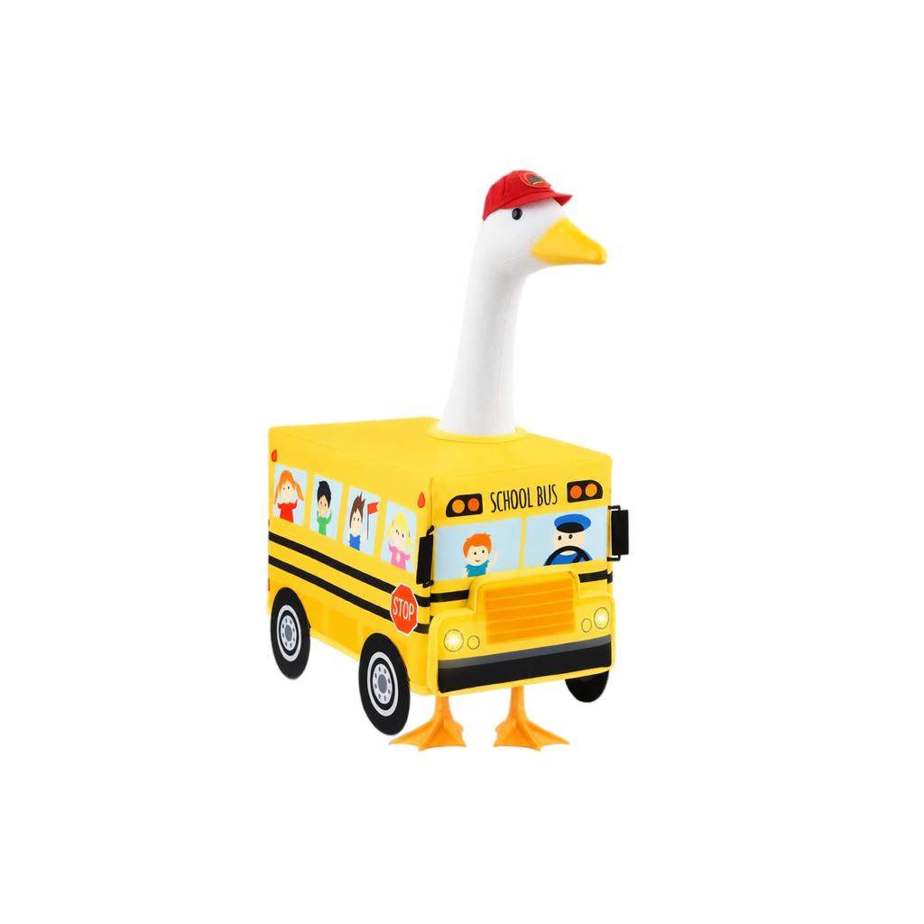 Back-to-school porch goose decoration set, 23-inch porch goose school bus shape costume