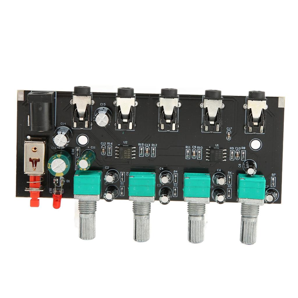 4 Way Stereo Mixer Board 4 In 1 Out Adjustable Volume DIY Sound Source Reverberator Driver Headphone