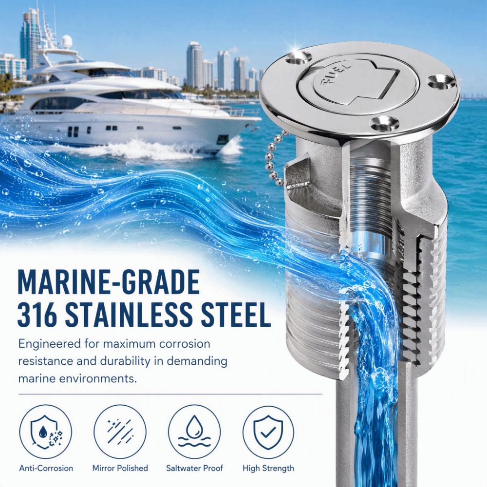 Stainless Steel Keyless Cap 38mm Boat Fuel Cap Solid Gas Filler Neck  Yacht Fuel System Refit