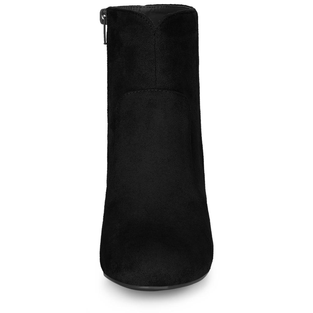 Allegra K Women's Side Zip Round Toe Chunky Heel Ankle Boots, Black, Size 23.5cm