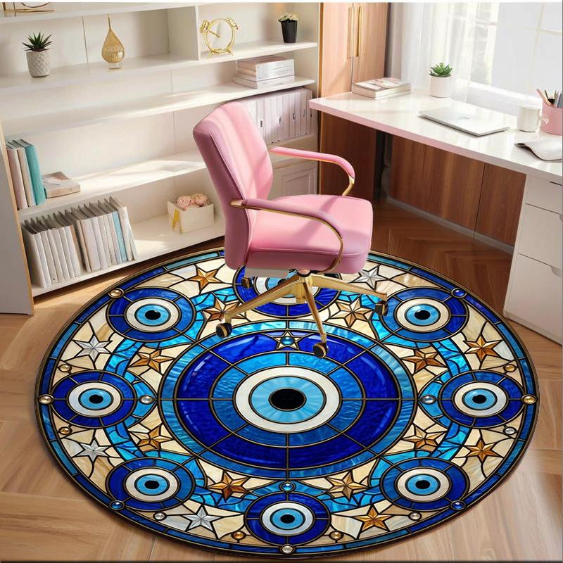 Evil Eye Stained Glass Design round carpet Chair cushion Round Entryway Rug, Soft Round Rugs for Living Room, Bedroom, Circle Carpet decor gifts