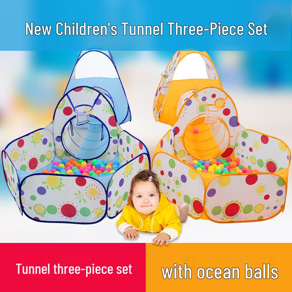 Extra-Large 3-in-1 Kids' Play Tent with Tunnel, Hoops & Ball Pit