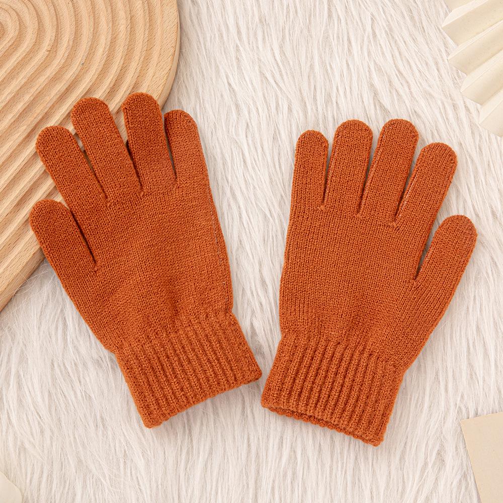 Touchscreen Solid Color Plus Velvet Gloves - Open Five-Finger Hand-Knitted Winter Warmth for Men and Women