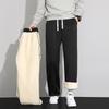 Men's Lambskin Velvet Lined Pants - Winter 2024 Casual Straight Trousers for Boys