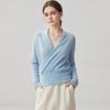 Velvet Cashmere Silk Women's Cross V-neck Sweater with Waist-cinching Knit 
