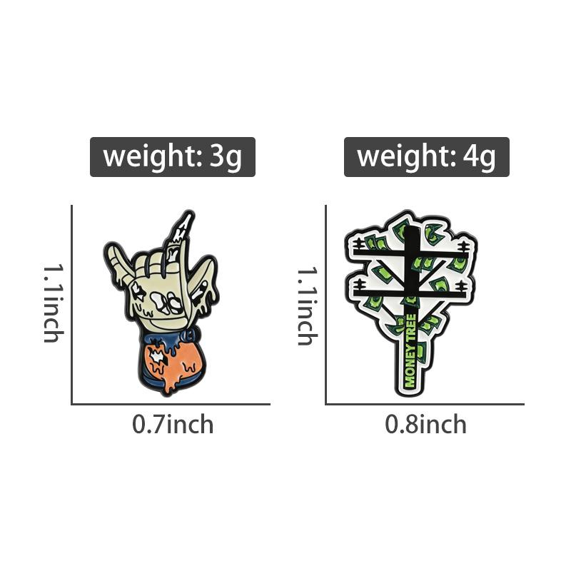 Streetwear Skeleton Hand Money Tree Enamel Pins Cool Gesture Brooches Trendy Lapel Badges for Backpacks Edgy Gifts For Teens