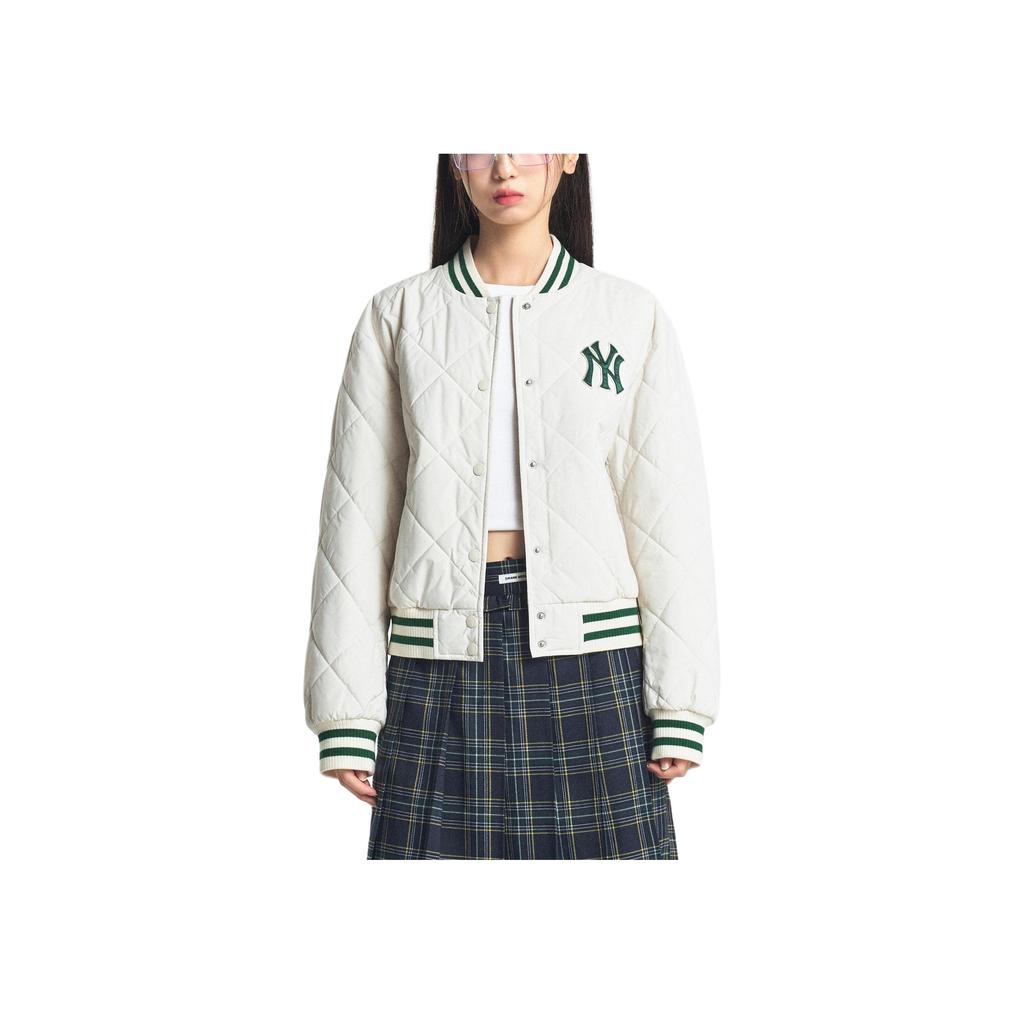 New MLB Varsity New York Yankees Jacket Women's Dark Cream 3FPDV0146-50CRD