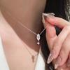 New  Sparkling Zircon Pendant Necklace for Women's - High-quality Gold/silver Collarbone Chain Anniversary Gift