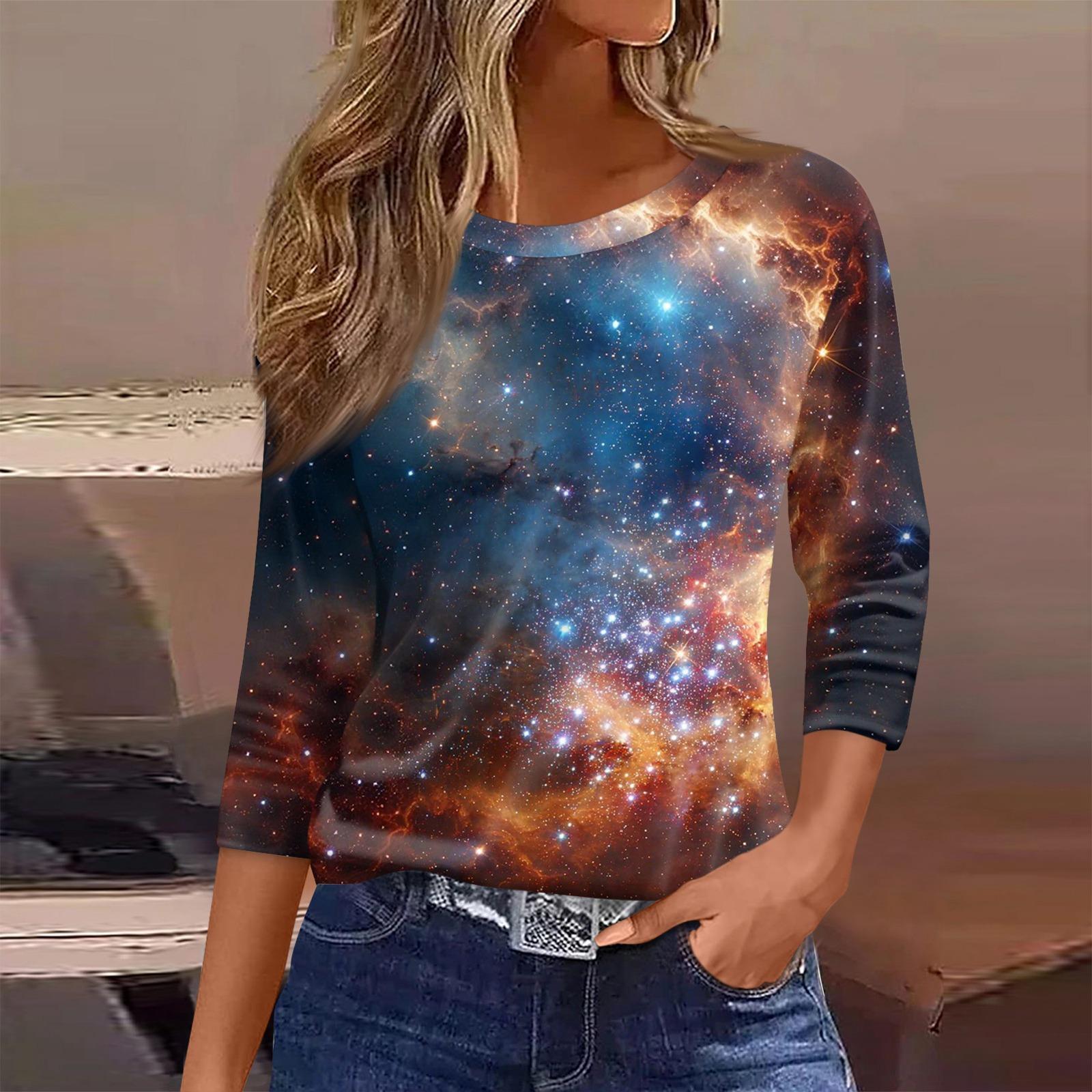 

Женская футболка с принтом, рукав 3/4, повседневная, модная, на выходные, базовая, с круглым вырезом, стандартный топ XL оранжевый