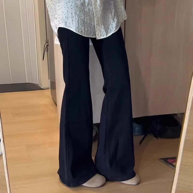 Plus Size Women's Fleece-Lined High Waist Flare Jeans - Winter Slimming Wide Leg Pants