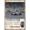 Firestone Race Car Tin Sign Vintage Decor Retro Auto Ad Man Cave Wall Art