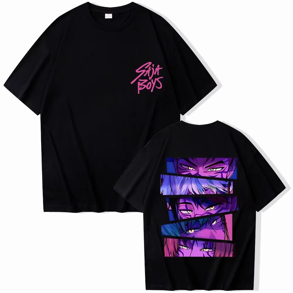 2025 Kpop Demon Hunter Saja Boys Cotton Printed T-shirt Harajuku O-neck Casual Anime Men's and Women's T-Shirt Tops Summer