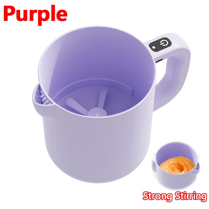 

2 In 1 Cordless Electric Egg Beater Handheld Mixer 1L Automatic Rice Washing Bowl Filter Kitchen Gadget for Baking Cooking фіолетовий