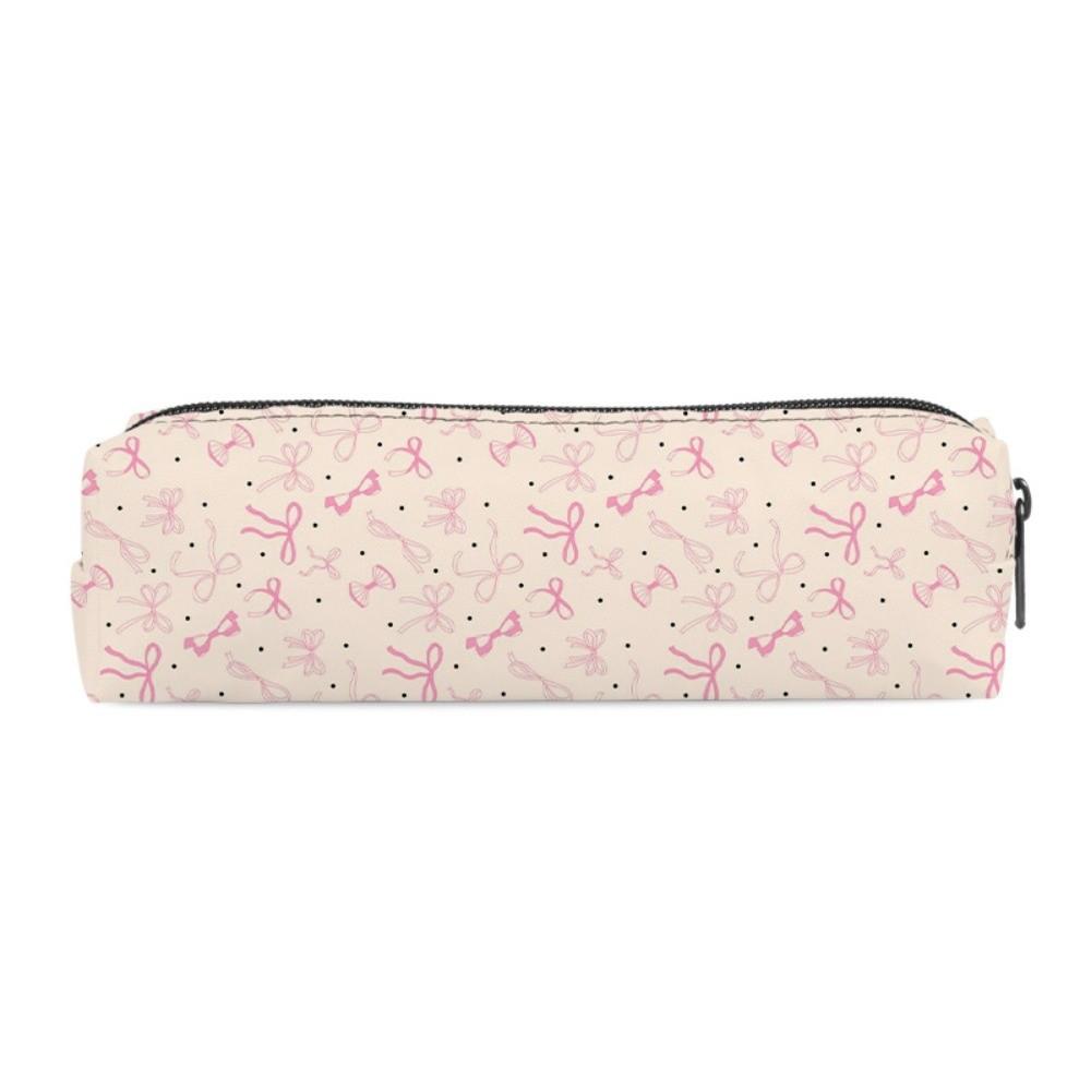 New Single-Layer Bowknot Pen Bag Zipper Closure Portable Pencil Pouch Stationery Storage Bag School Office