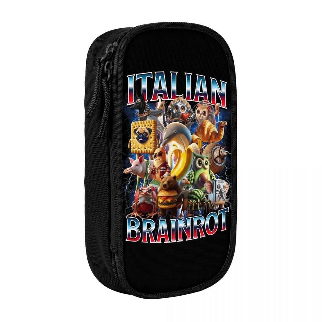 Italian Brainrot Funny Memes Pencil Case New Pen Holder Bag Student Large Storage Students School Gift Pencilcases