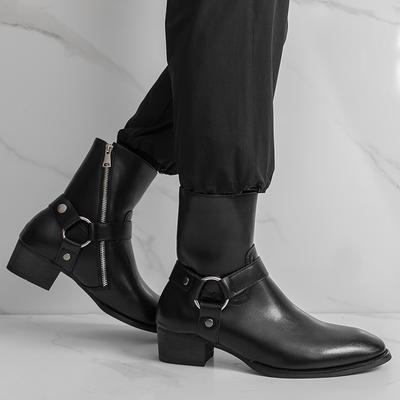 Soft and Comfortable Chelsea Boots Branded Mens Leather Casual High Top Boots Fashionable Side Zipper Leather Business Men Boots