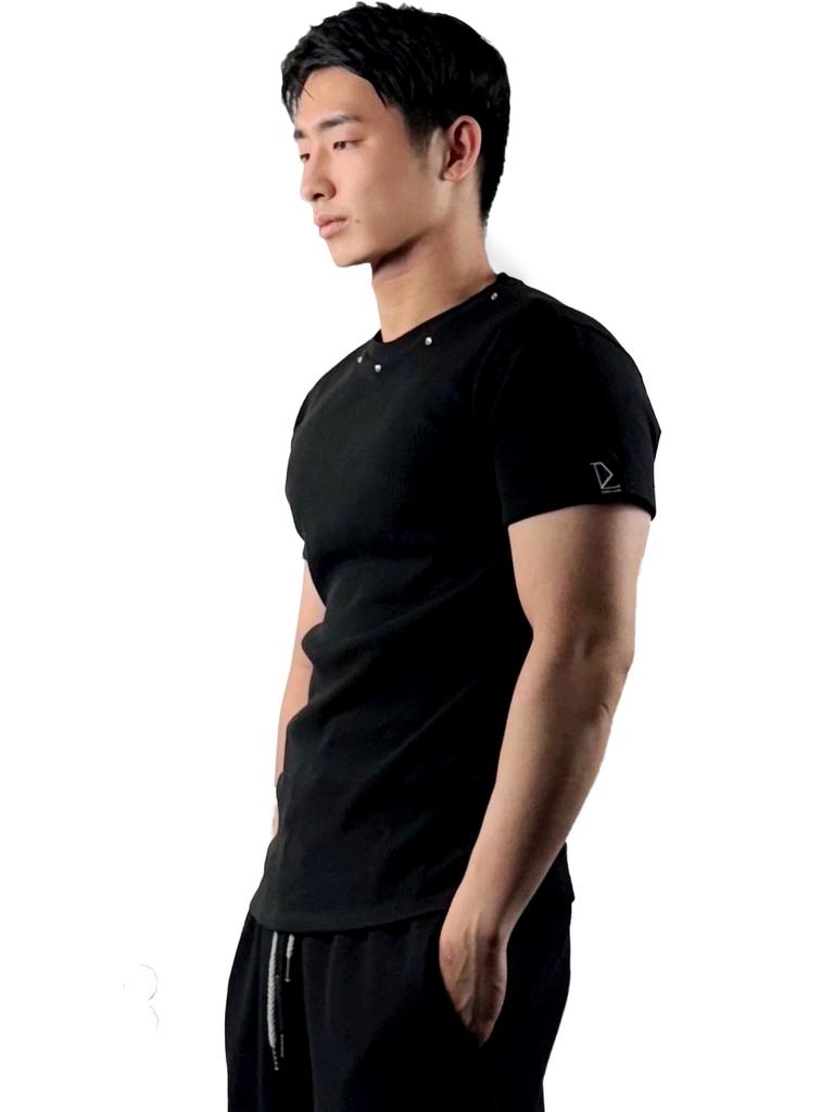 Digeunolusileu Cubic Ribbed Short Sleeve Slim Fit (Black)