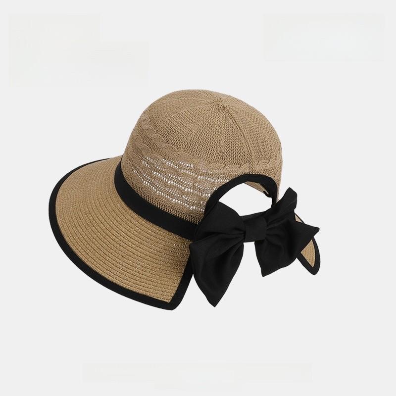 Summer Sun Hat For Women With Large Brim And Bow Tie For Outdoor Sun Protection