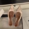 Fashion SUOJIALUN New Brand Women Sandal Shoes Fashion Pointed Toe Bow-Knot Shallow Slip On Slingback Shoes Thin Low Heel Dress Pumps
