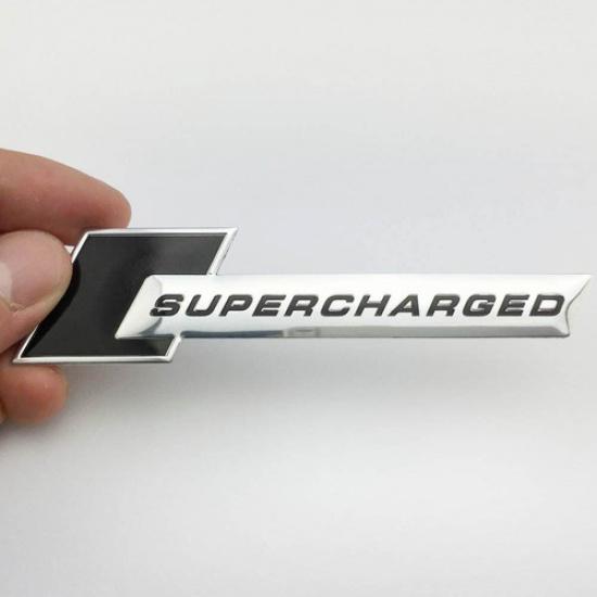 Aluminum Metal SUPERCHARGED Auto Car Trunk Tailgate Sticker Emblem Badges Decals