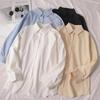 Women's Lapel Long Sleeve Oversized Solid Color Button Down Shirt Loose Casual Sun Protection Blouse Top