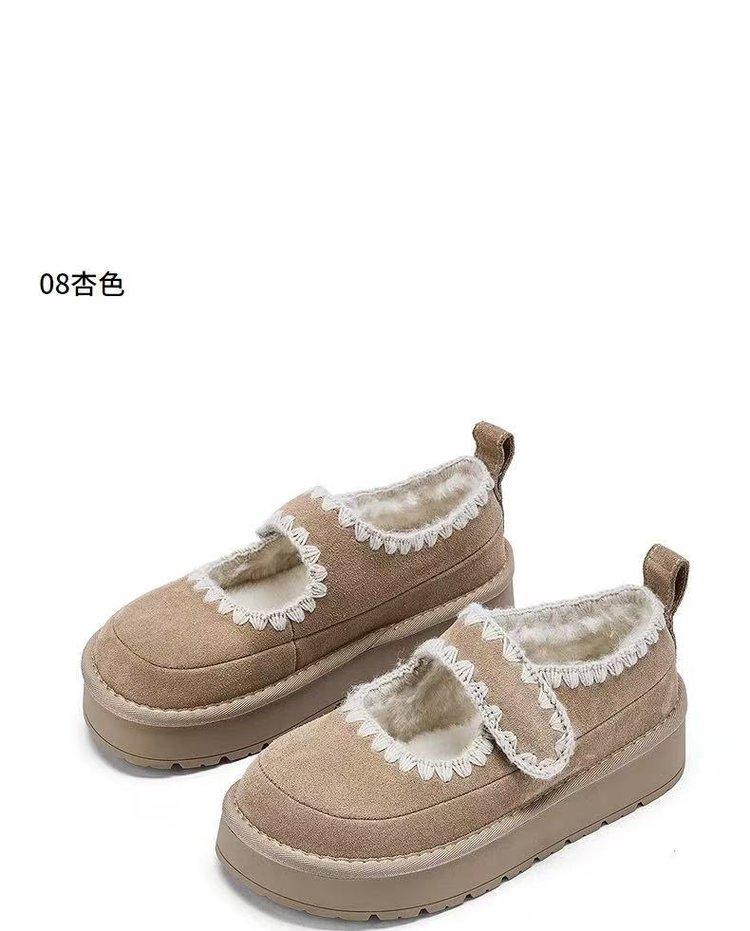 

Leather platform snow boots women s shoes winter 2025 new plush short boots brown fluffy shoes retro shoes 40