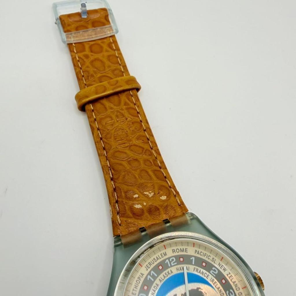 Used [Ultra Rare/Battery Replaced] 90s Swatch World Map THURSDAY with Case