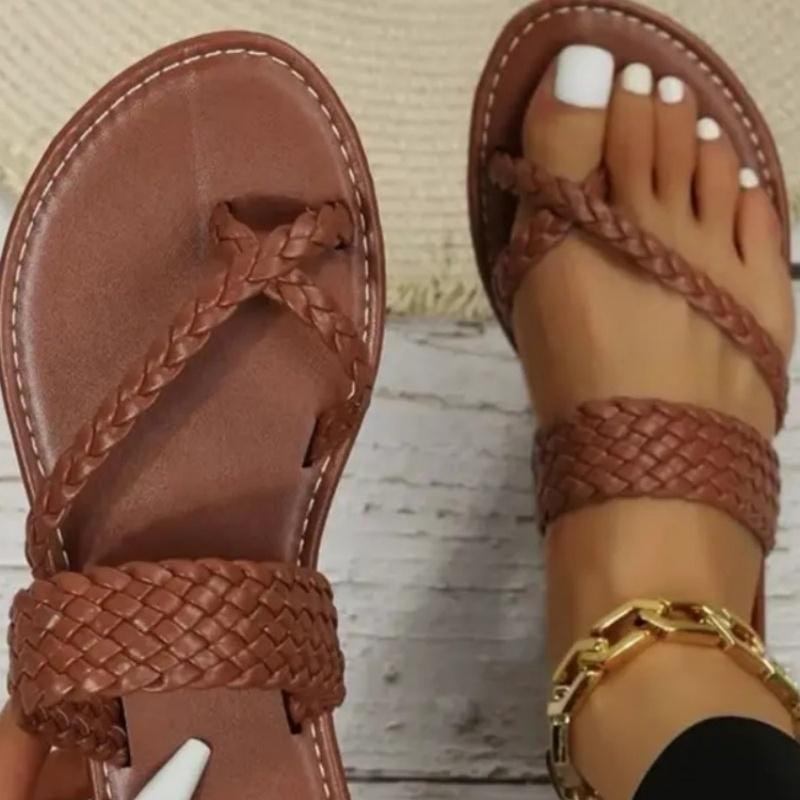 Knitted thin strap flat sandals for summer 36 коричневый 1278₽