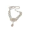 French Inlaid Diamond Pearl Flower Necklace: Elegant Light Luxury, Versatile Clavicle Chain, High-End Jewelry