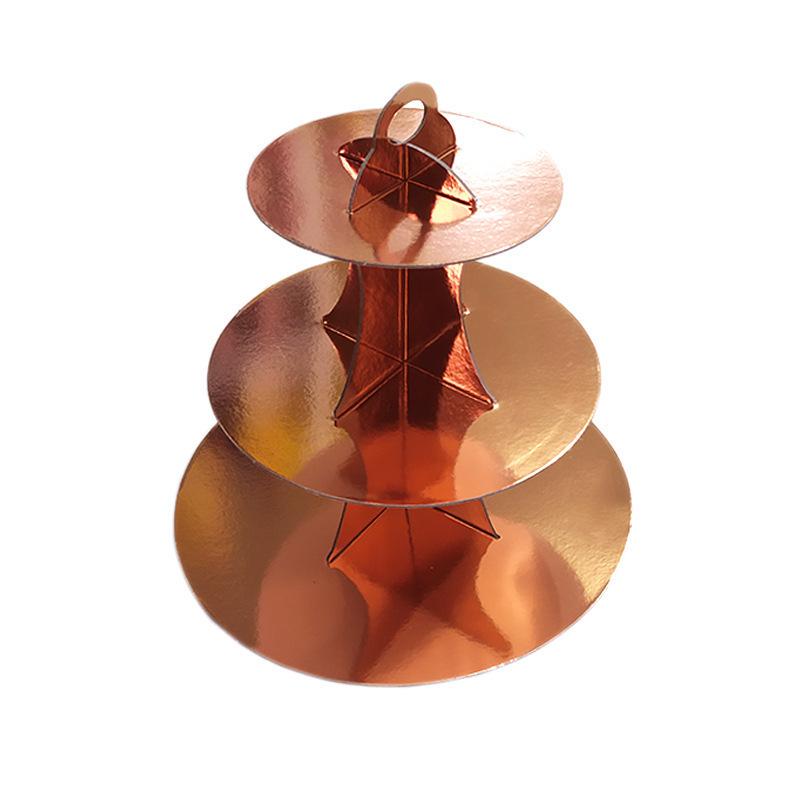 Available Single-Color Three-Tier Cake Stand: Disposable Dessert and Snack Display Tray Set