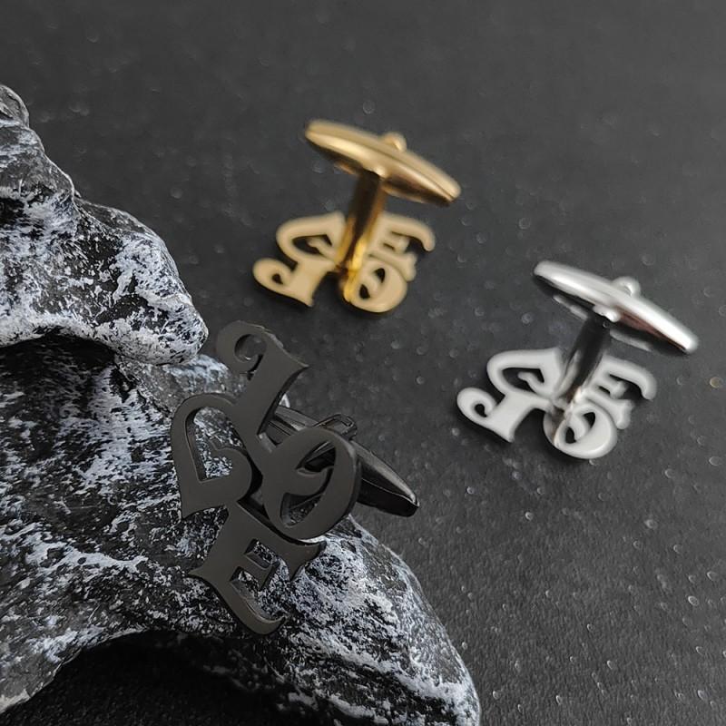 Letter LOVE Cufflinks Stainless Steel Personalized Design Niche Temperament Clothing Accessories