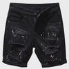 Herren Slim Fit Schwarze Denim Shorts mit Distressed-Details - Sommer 2023 Kollektion.