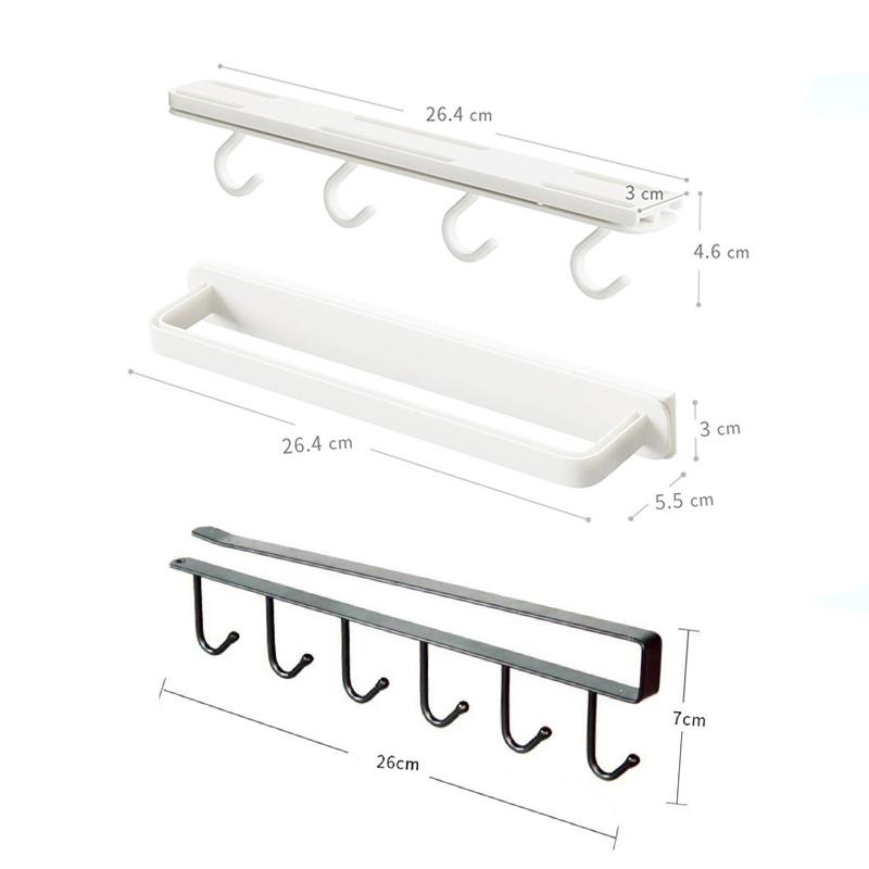 4/6 Ganci Ripiano Portaoggetti Armadio Abs/Metallo Sotto Ripiani Tazza Tazza Appendino Bagno Cucina Organizzatore Appeso Supporto
