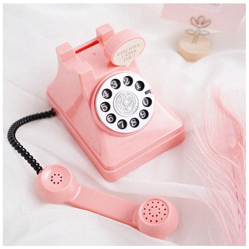 

Girlwill Retro Phone Piggy Bank for Kids - Creative Plastic Coin Jar Gift