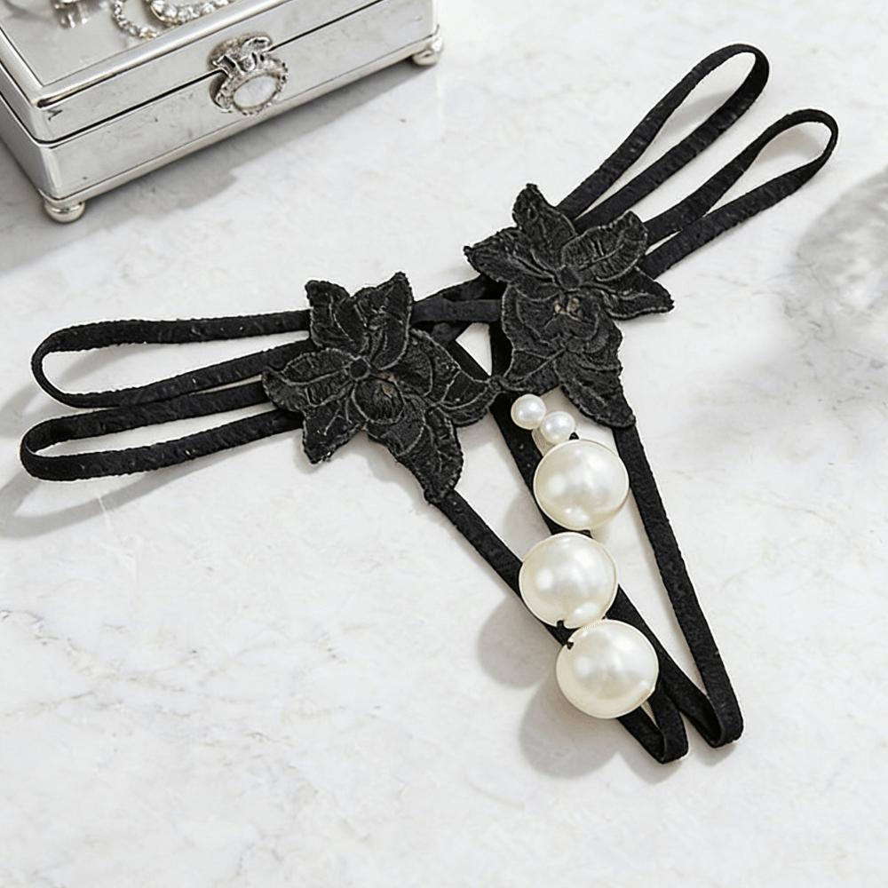 Low-waist Pearl Lace Underwear Flower Mesh Lace Briefs Lingerie Women's Thong Summer Spring