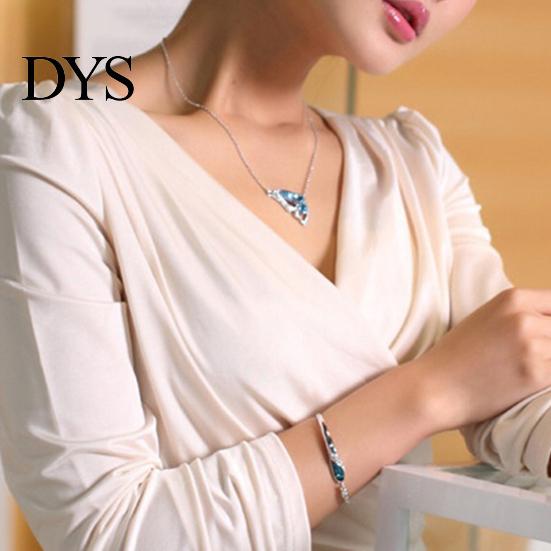 Women Fashion Rhinestone Butterfly Jewelry Set Necklace + Earrings Bracelet