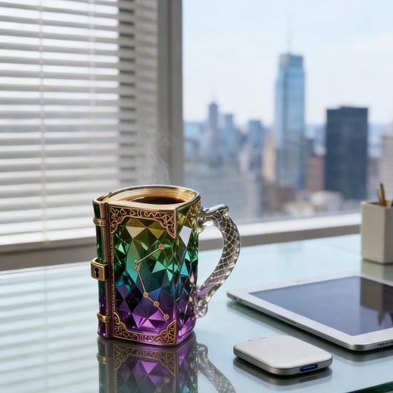 Book-Shaped Coffee Mug with Secret Lock Unique Bibliophile Tea Cup for Hot Cold Drinks Home Library Decor Collectors Fantasy Lovers Gifts