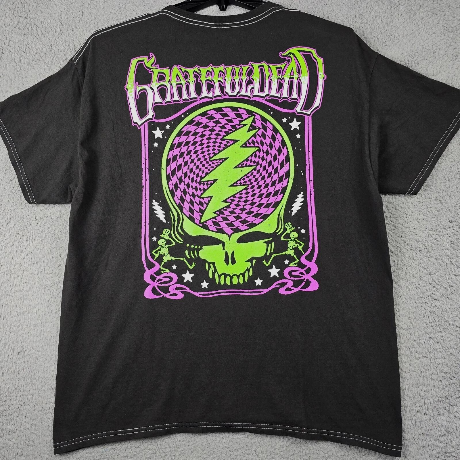 GRATEFUL DEAD SHIRT Mens EXTRA LARGE XL Black Skull Neon Rock Music CONCERT NWT XL