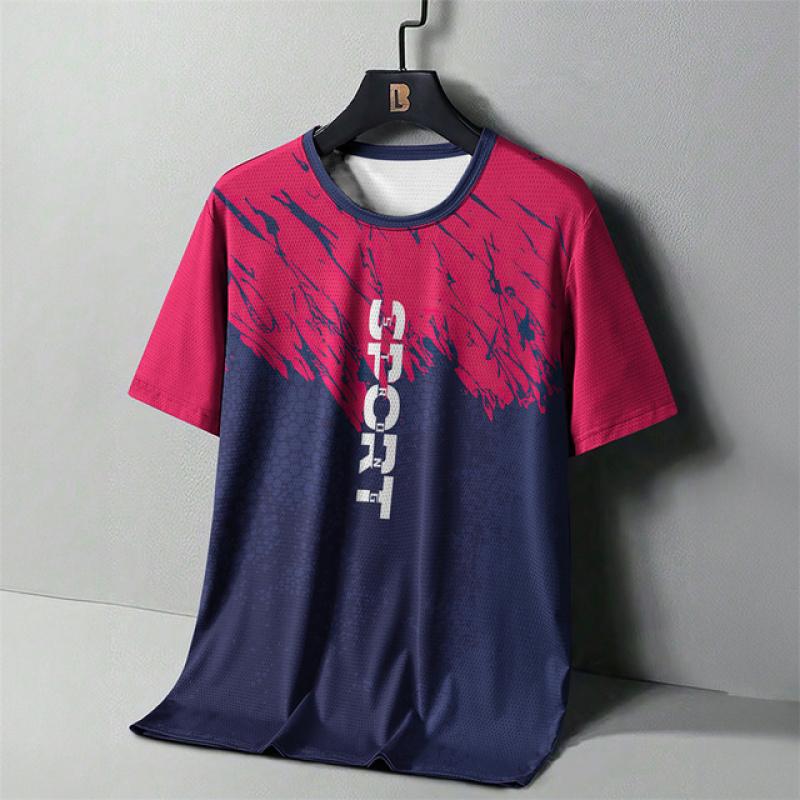 Men's Running T-Shirt 3d Print Oversized Short Sleeved Top High Elasticity Sports Shirt Summer Quick Dry Fitness T-Shirt For Men