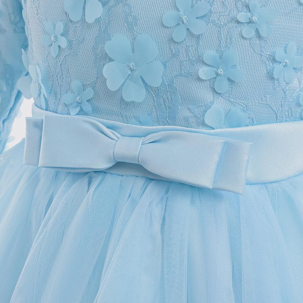 فستان حفلة الأميرة للفتيات الزهور بأكمام طويلة