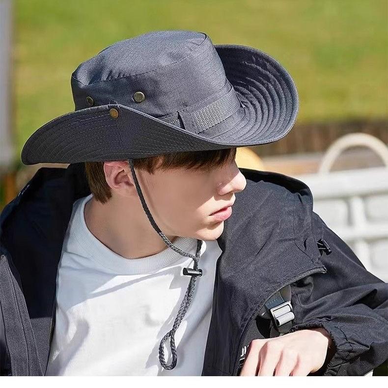 Versatile Western Cowboy Hat Men and Women Outdoor Mountaineering Summer Visor Hat Fishing Sun Protection Bucket Hat Camping Breathable