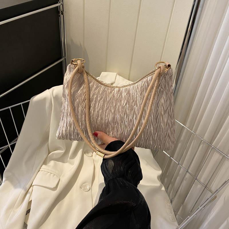 

Pleated Corduroy 2025 Summer New Trend Fashion Casual Large Capacity Portable One Shoulder Underarm Tote Bag Women хакі