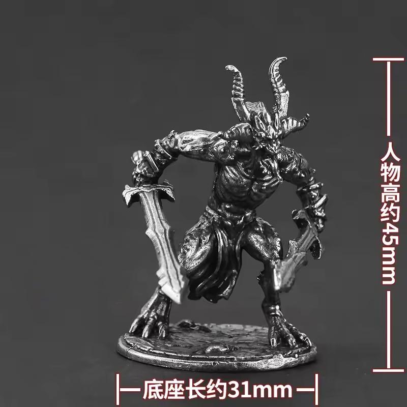 Vintage Metal Hell Demon Soldier Miniature Model War Chess Board Game Piece Car Ornament Collectible Toy