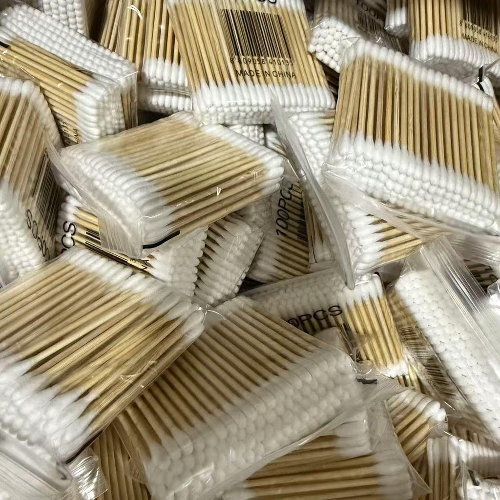 100 Double-Headed Disposable Cotton Swabs for Makeup Removal and Ear Cleaning