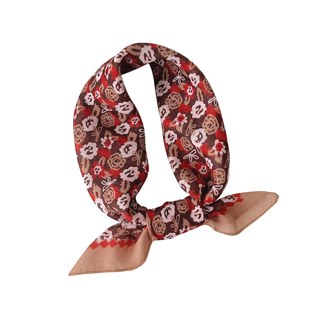 Korean Version of Summer Multi-color Small Fresh Floral Small Square Scarf Women's Versatile Decorative Silk Scarf Streamer Travel Photo Headscarf