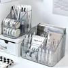 Multi-function Desktop Storage Box Transparent Cosmetics Organizer Box Makeup Brushes Holder